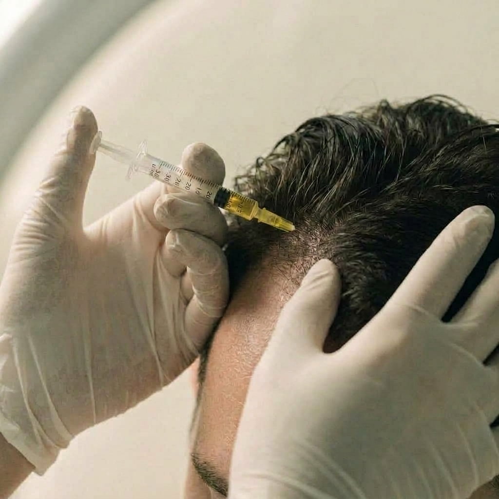 Aplicación de PRP capilar mediante microinfiltraciones en cuero cabelludo